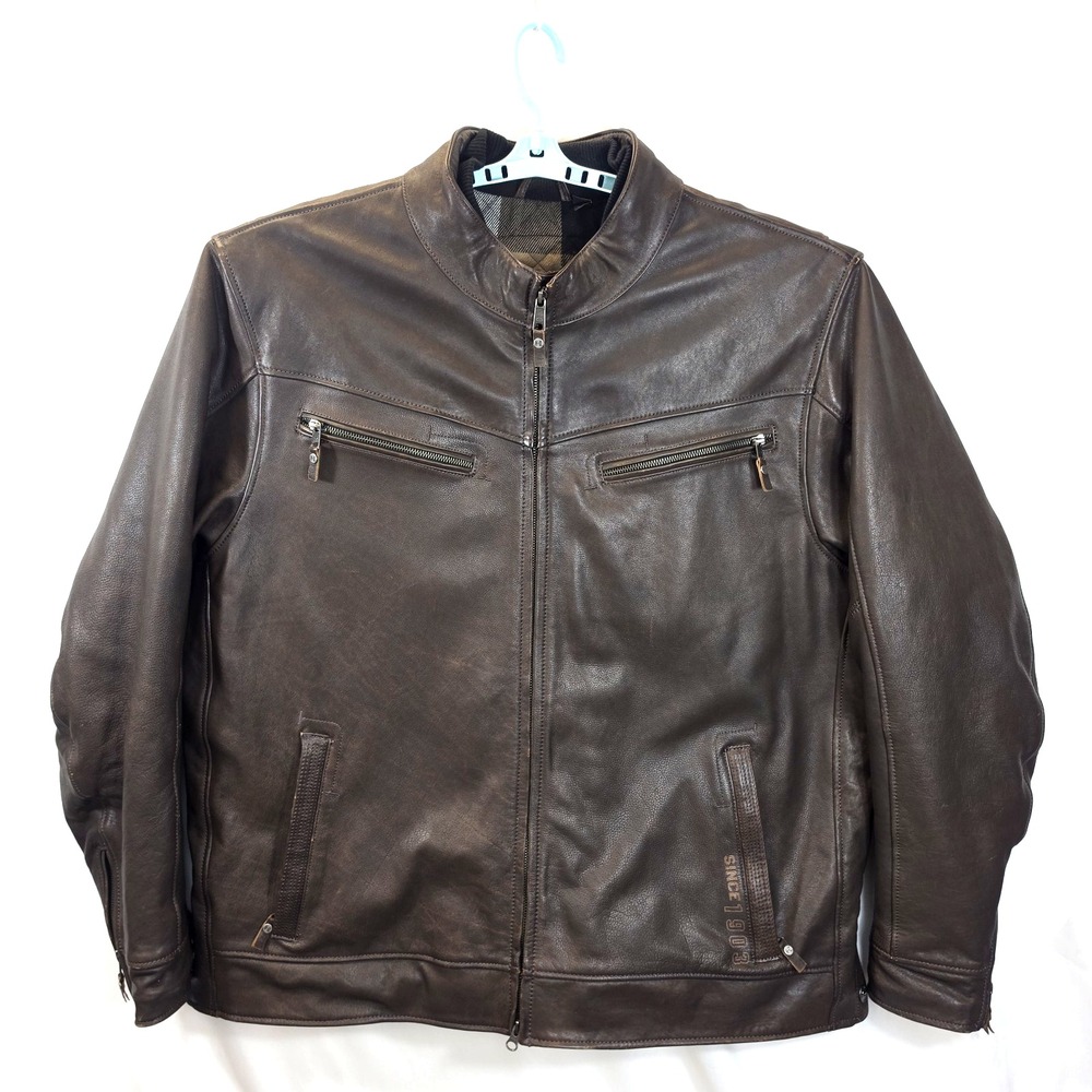 Harley Davidson Lawlen Leather Jacket Men 3XL Brown Distressed Eagle Back Motor